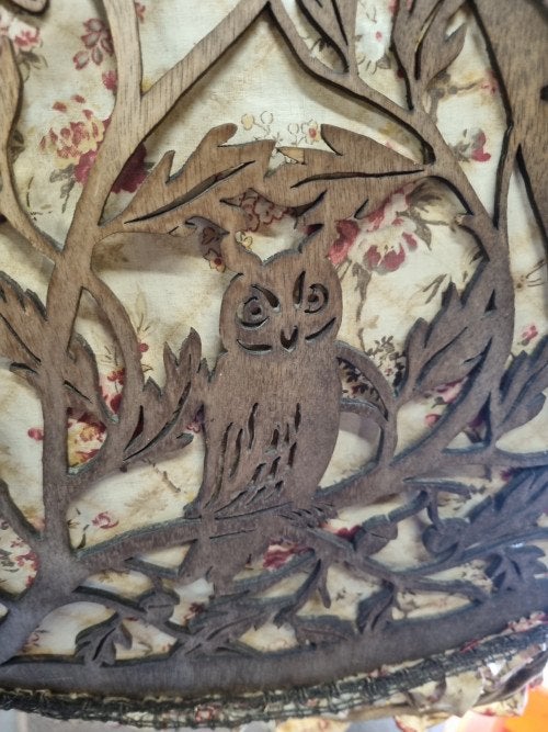 lampenkap houtsnijwerk indonesisch uil en eekhoorn, Ophalen of Verzenden, 'T Olde Gre-j, Info@toldegrej.nl, Endepoelstraat 20f Didam