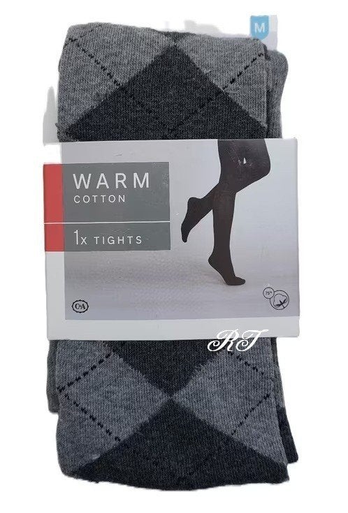 Mooie grijze diamantpatroon winter panty., Maat 40/42 (M), Ophalen of Verzenden, Zo goed als nieuw, Grijs