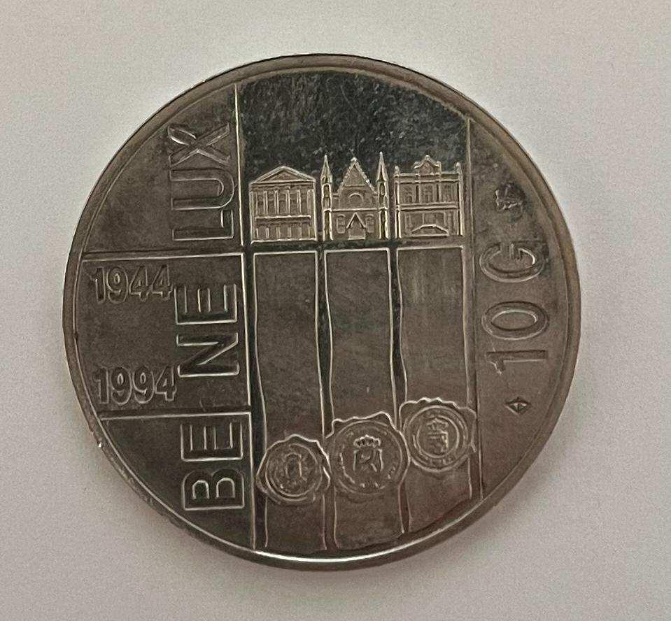 Zilveren 10 gulden 1994 Benelux herdenkingsmunt, Verzenden, Koningin Beatrix, Zilver, Losse munt