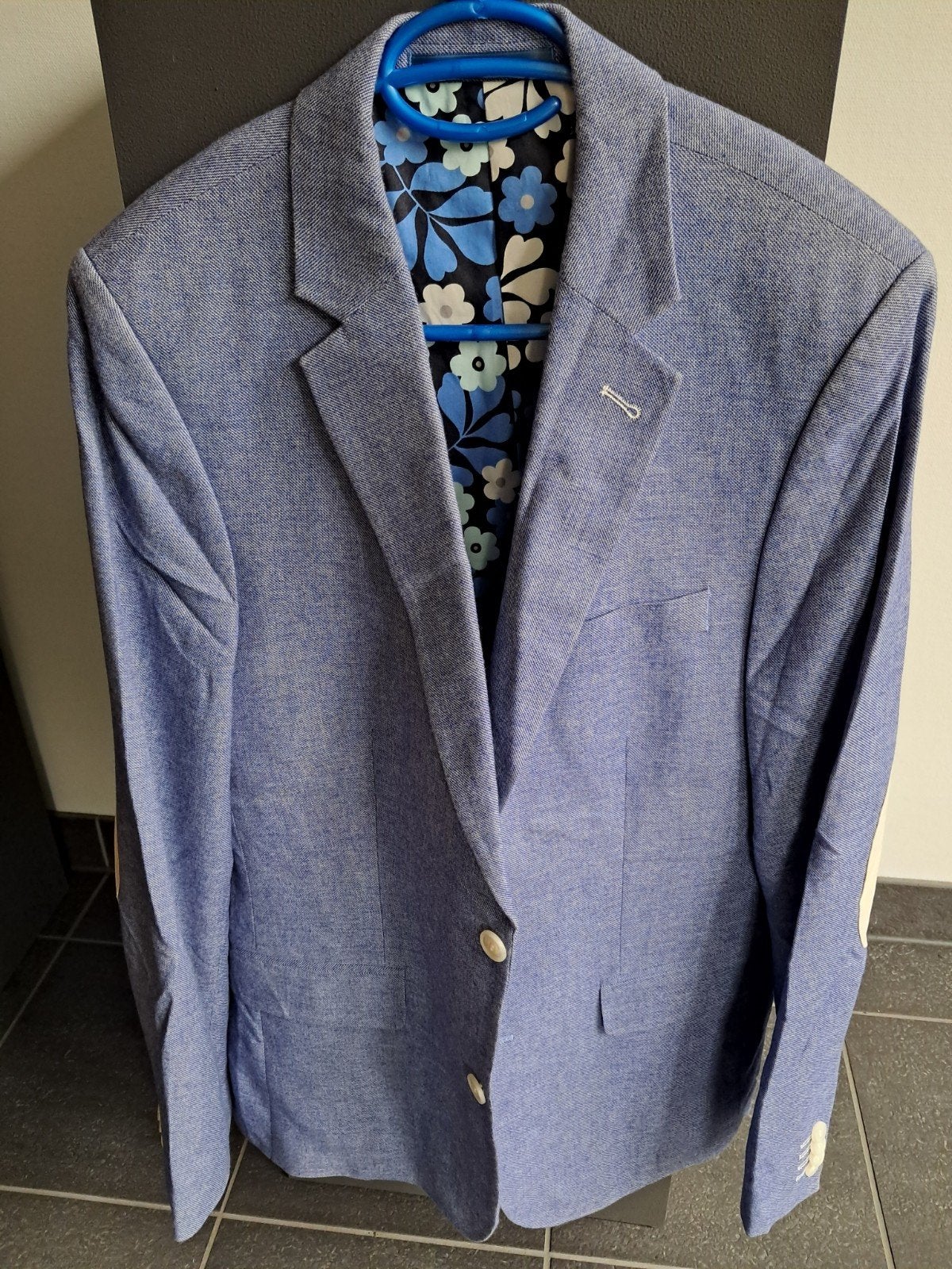 FerLucci Heren Blazer - Blauw met Bloemenvoering maat 50R., Ophalen of Verzenden, Zo goed als nieuw, FerLucci, Maat 48/50 (M)