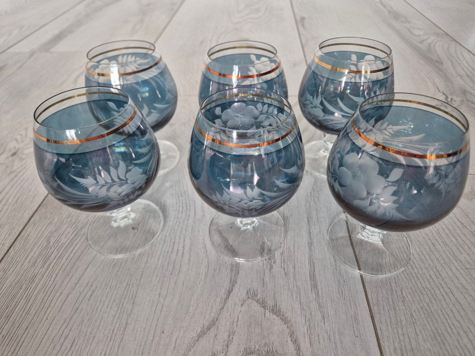 Set van 6 Andrea Cognac Glazen - Tsjechoslowaaks Kristal, Ophalen of Verzenden
