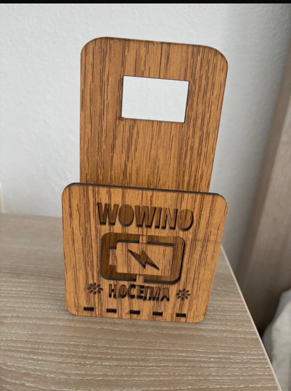 Houten Telefoonhouder met Oplaadfunctie - WOWIND HOCEIMA, Ophalen of Verzenden, Zo goed als nieuw, Overige typen, Universeel