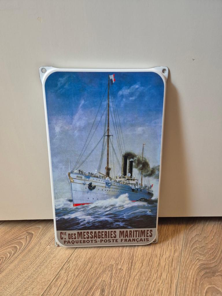 Cie. des Messageries Maritimes Emaille Bord, Antiek en Kunst, Antiek | Emaille, Ophalen of Verzenden