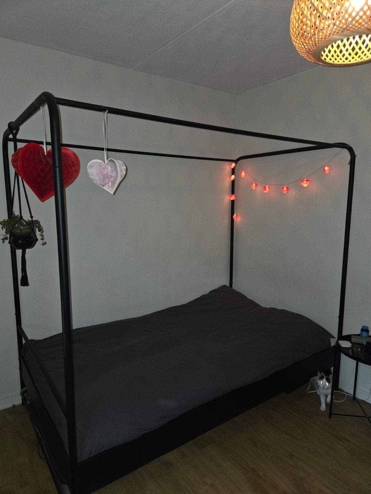 Zwart metalen hemelbed, Ophalen of Verzenden, 120 cm, Hoogslaper