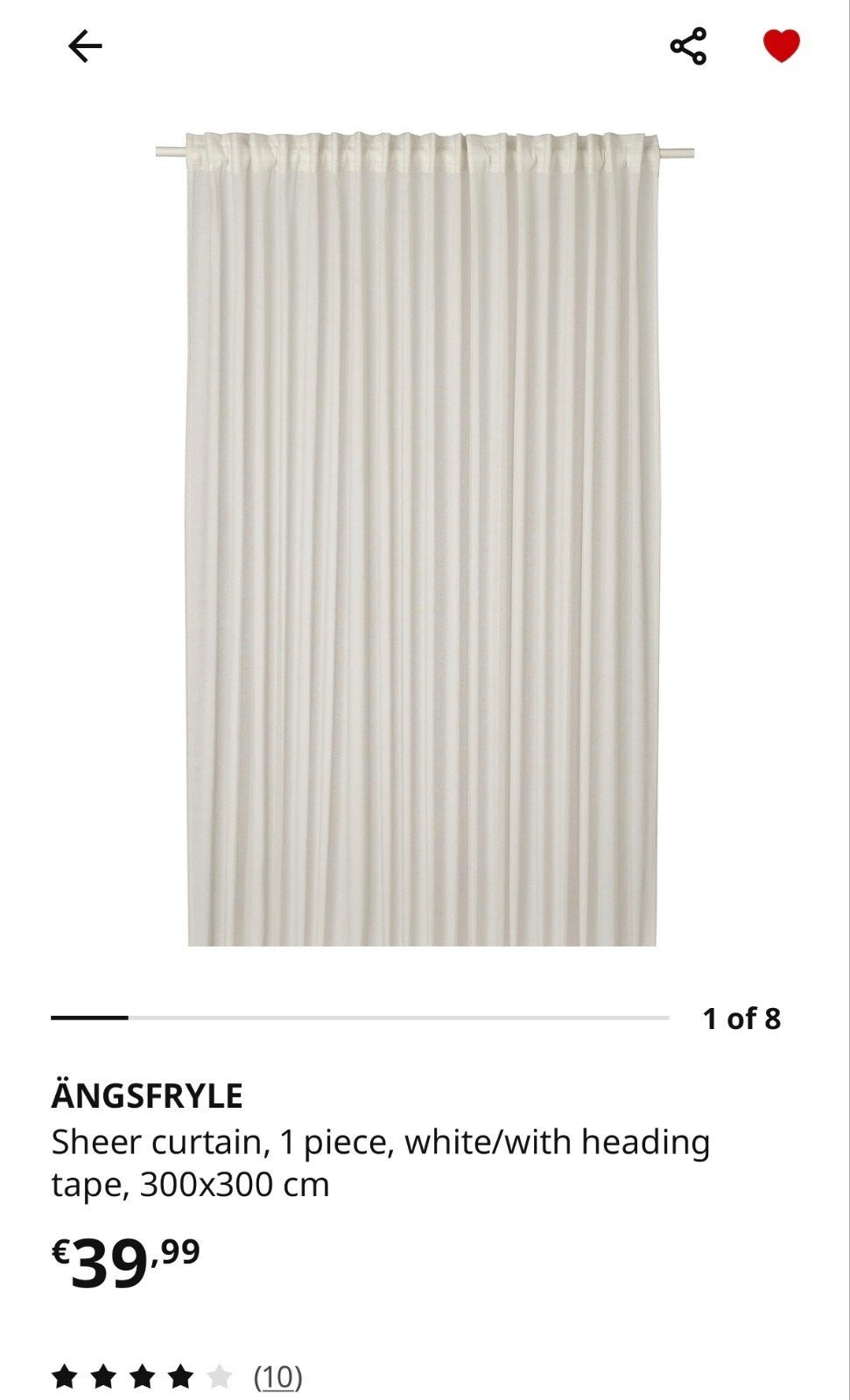 2x IKEA ÄNGSFRYLE Gordijnen 300x300 cm Nieuw, Ophalen, 300 cm, Wit, Nieuw