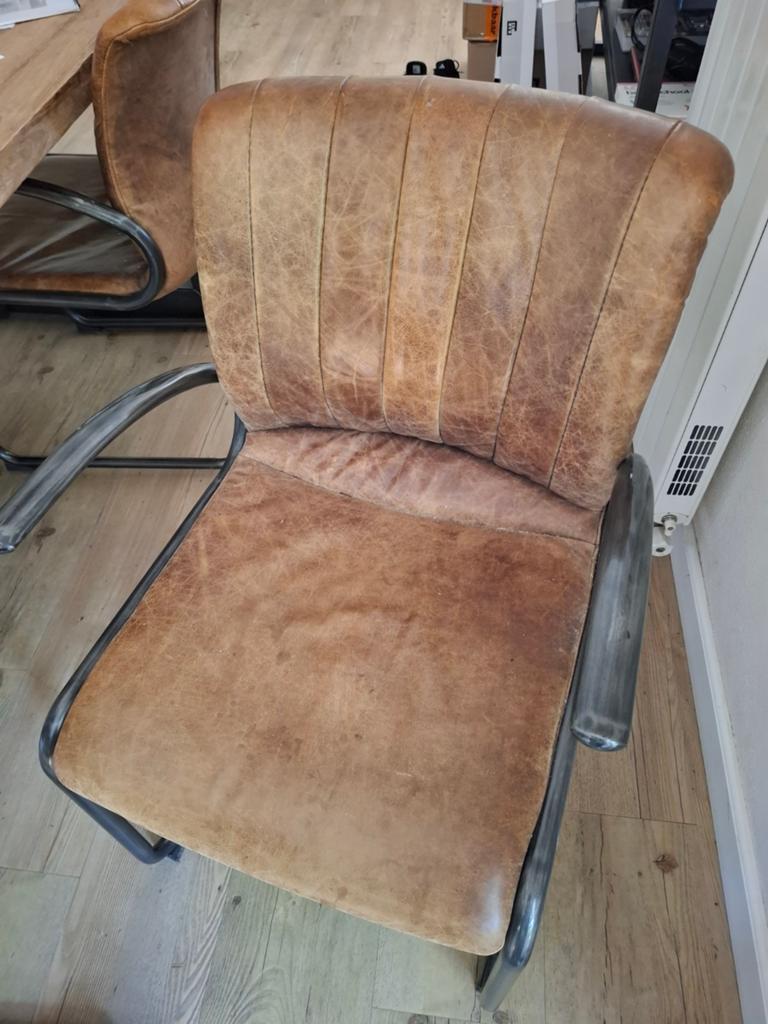 5 leren eetkamerstoelen, Ophalen, Gebruikt, Bruin, Vijf, Zes of meer stoelen