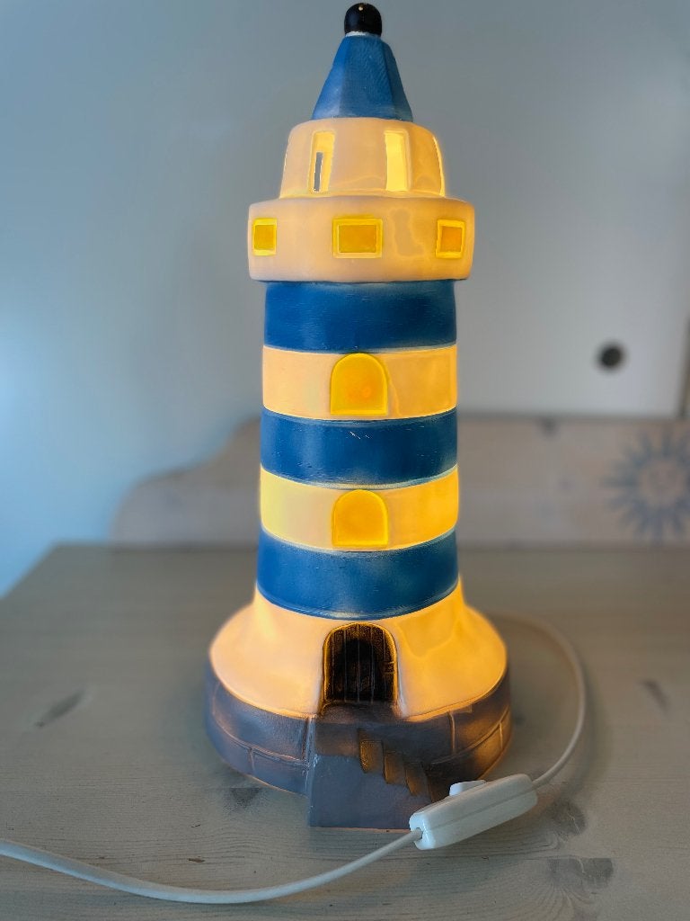 Heico nachtlamp vuurtoren, Ophalen, Zo goed als nieuw, Lamp, Blauw
