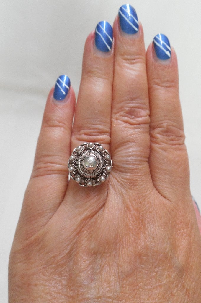 Prachtige zilveren Zeeuwse knop ring maat 19.25 nr.1189, Verzenden, Zilver, Ring
