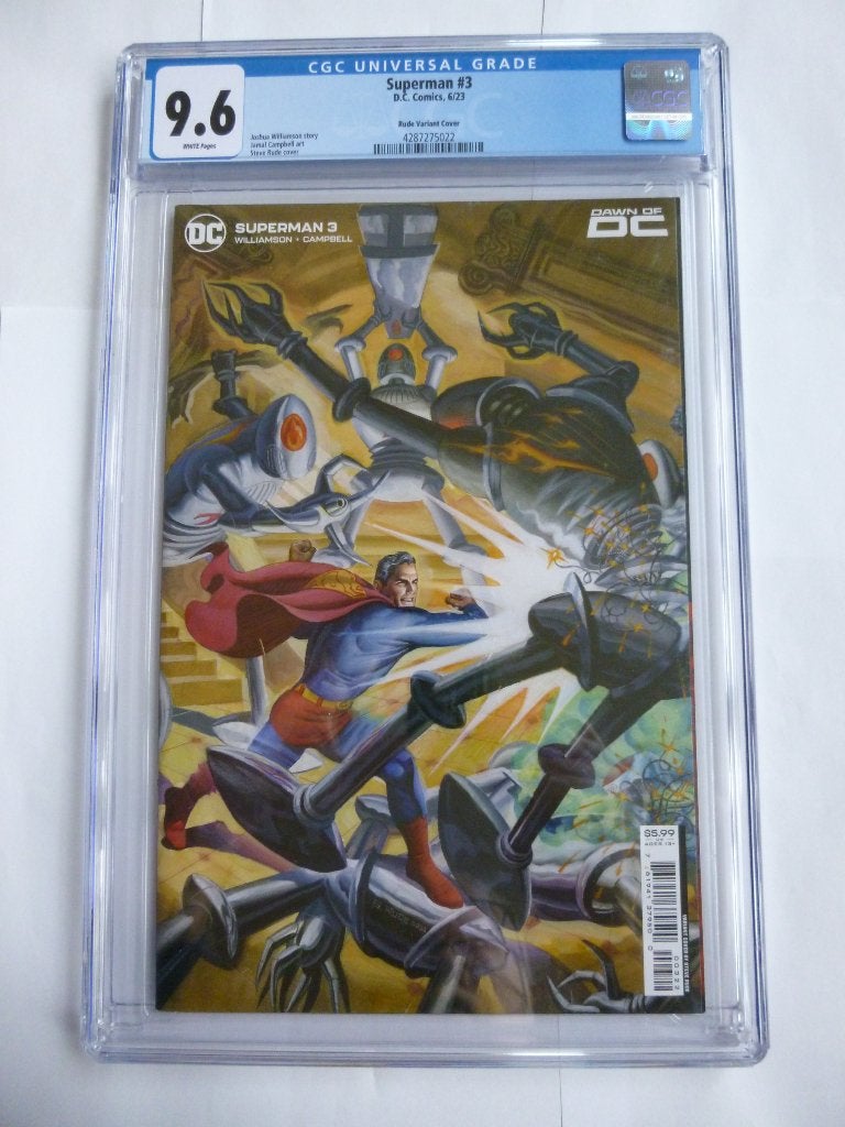 DC COMICS"SUPERMAN 3"RUDE VARIANT COVER CGC 9.6 UIT 2023, Boeken, Strips | Comics, Eén comic, Amerika, Marvel Comics, Ophalen of Verzenden