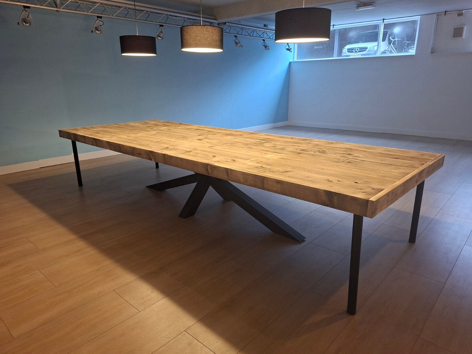 Nieuw! Grote steigerhouten tafel. 4m x 1.44m, Huis en Inrichting, Ophalen, Nieuw, Rechthoekig, 50 tot 100 cm
