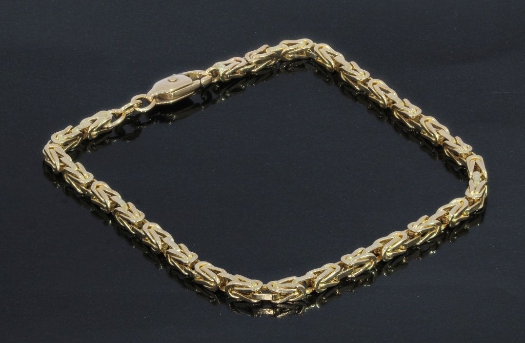 Koningsarmband schakel 14k goud luxe heren dame fraai, Voordeelsieraden, Ophalen of Verzenden, Zo goed als nieuw, Met edelsteen