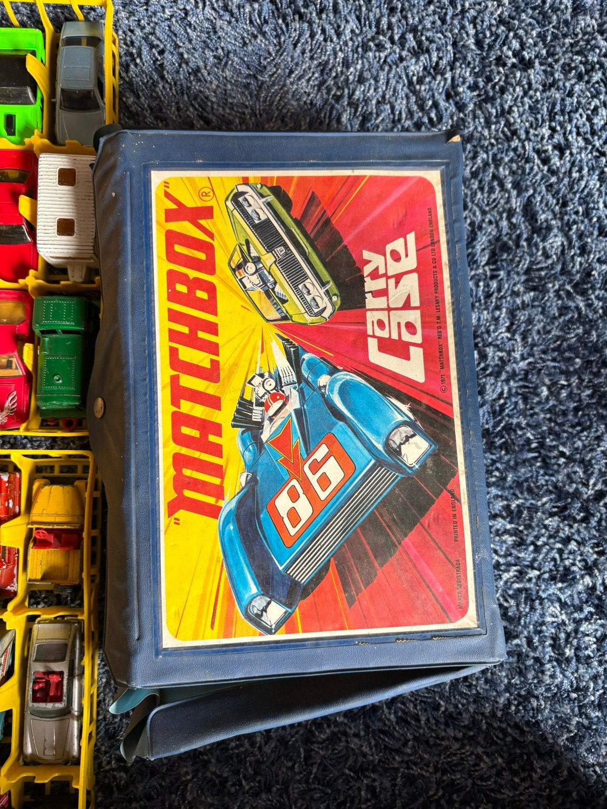 Matchbox verzamelkoffertje vol auto’s, oud., Verzenden, Gebruikt, Auto