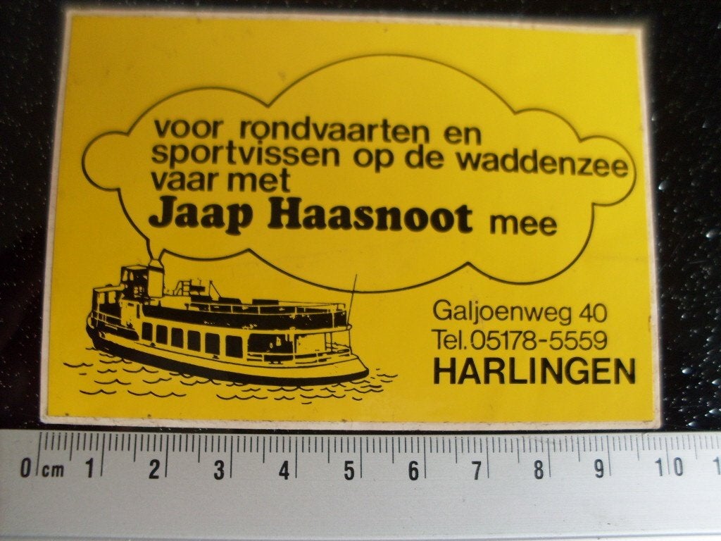 sticker Jaap Haasnoot harlingen rondvaarten sportvissen, Verzenden, Zo goed als nieuw, Bedrijf of Vereniging