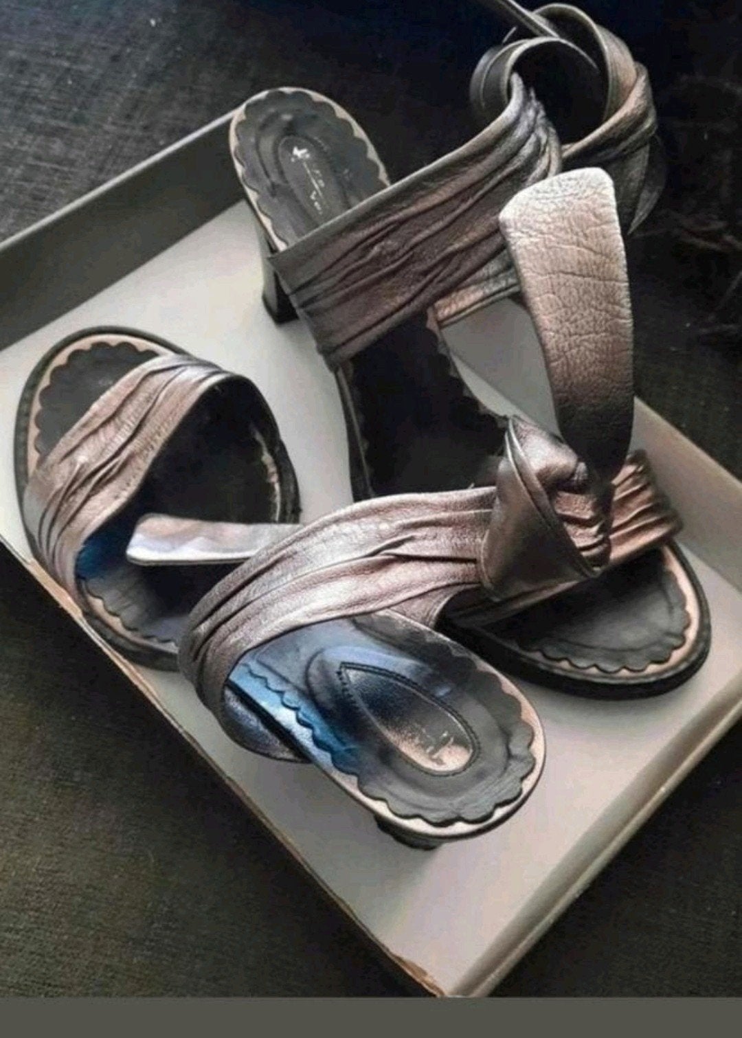Bronskleurige lederen open pumps/muiltjes van Via Vai 38, Via Vai, Bruin, Verzenden, Sandalen of Muiltjes
