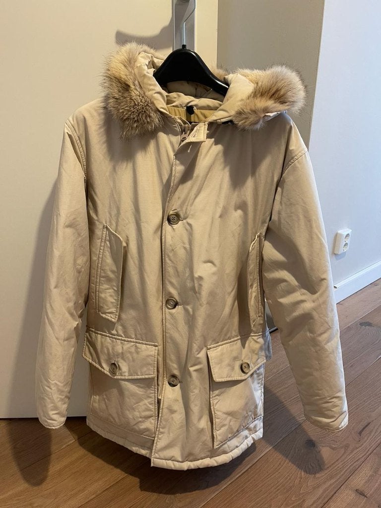 Woolrich Arctic Parka Beige met bontkraag - Maat M - Heren, Maat 48/50 (M), Beige, Ophalen of Verzenden, Gedragen