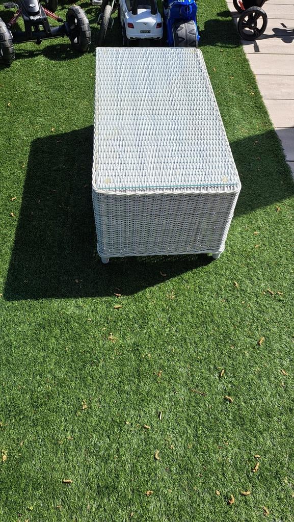 Wicker salontafel voor buiten - Wit/Grijs, Tuin en Terras, Tuintafels, Ophalen of Verzenden