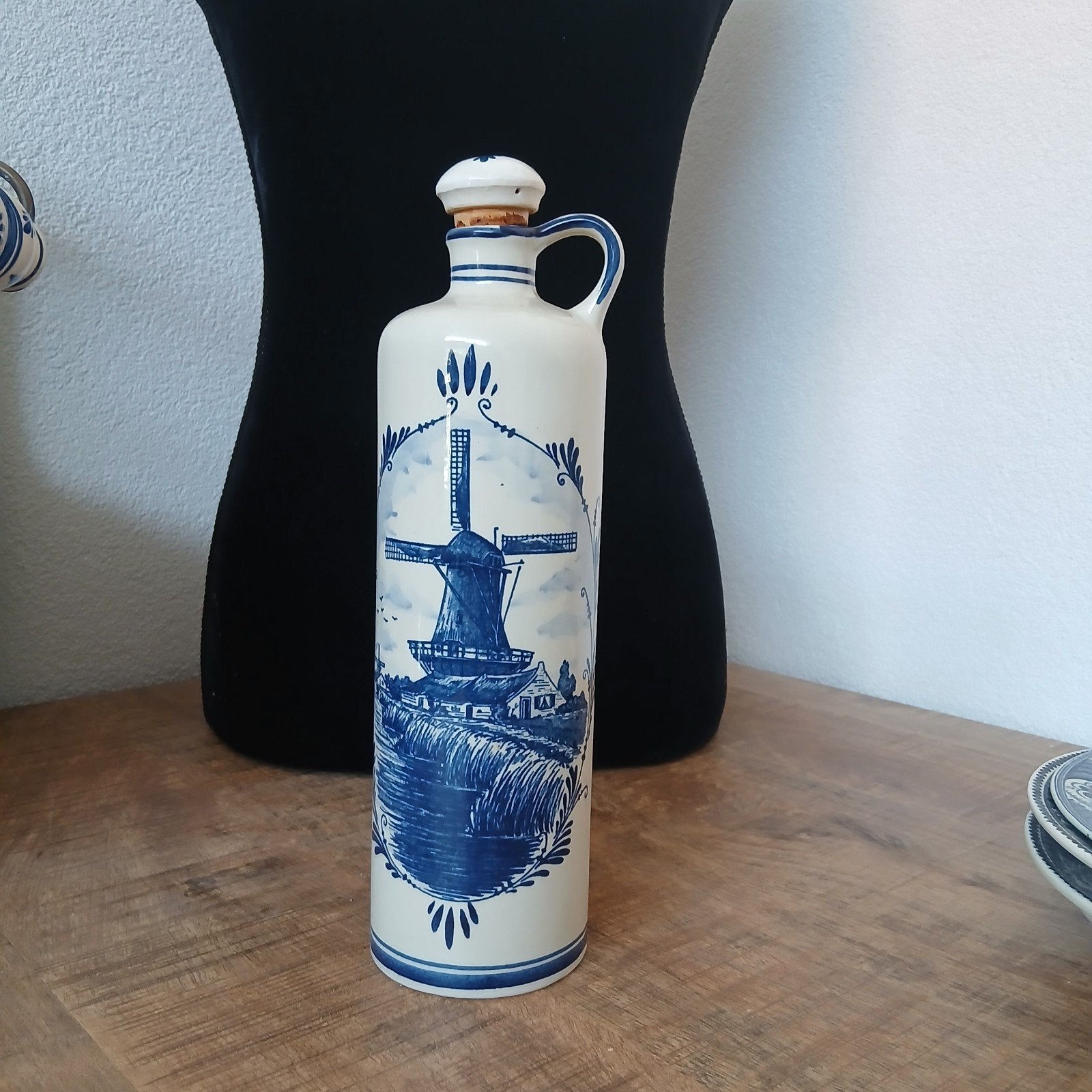 Delfts Blauwe Fles met Molen Decoratie, Ophalen
