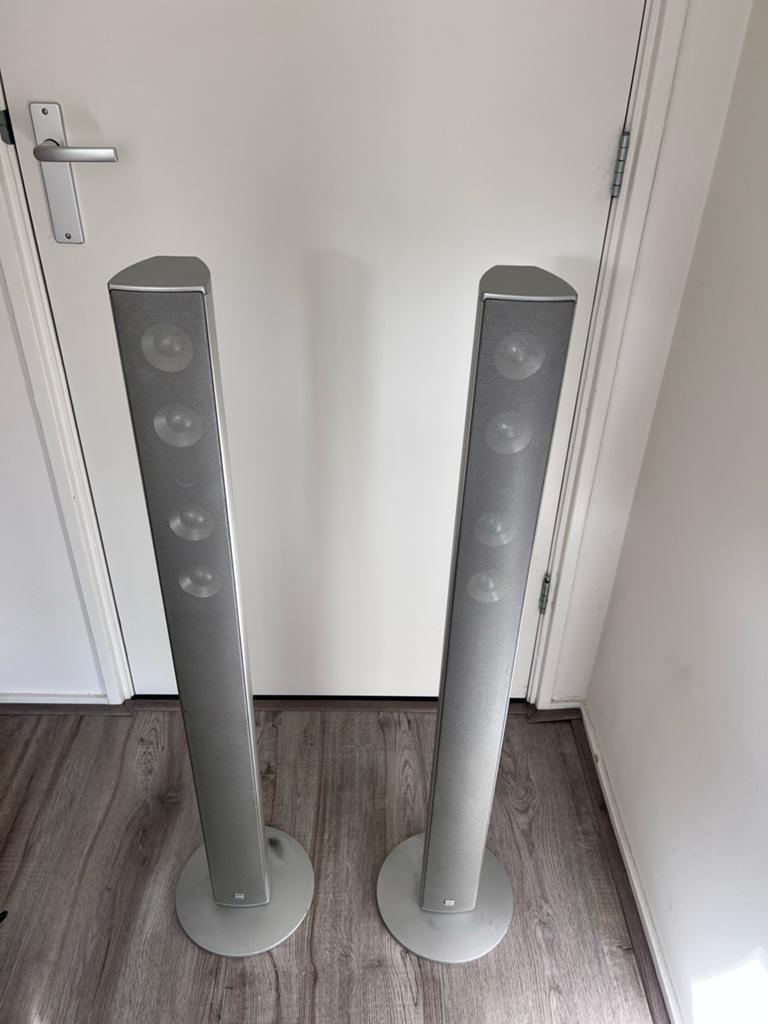 Canton CD 100 Zuilspeakers - Zilver (Set van 2), Gebruikt, Minder dan 60 watt, Front, Rear of Stereo speakers, Ophalen
