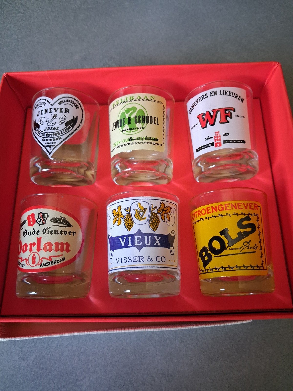 vintage jenever glaasjes 6, Ophalen of Verzenden, Zo goed als nieuw, Borrel- of Shotglas