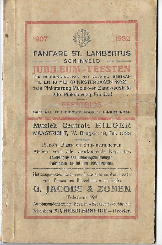 Schinveld 1932: Feestgids Fanfare St. Lambertus  (hafabra), Boeken, Geschiedenis | Stad en Regio, Gelezen, Ophalen of Verzenden