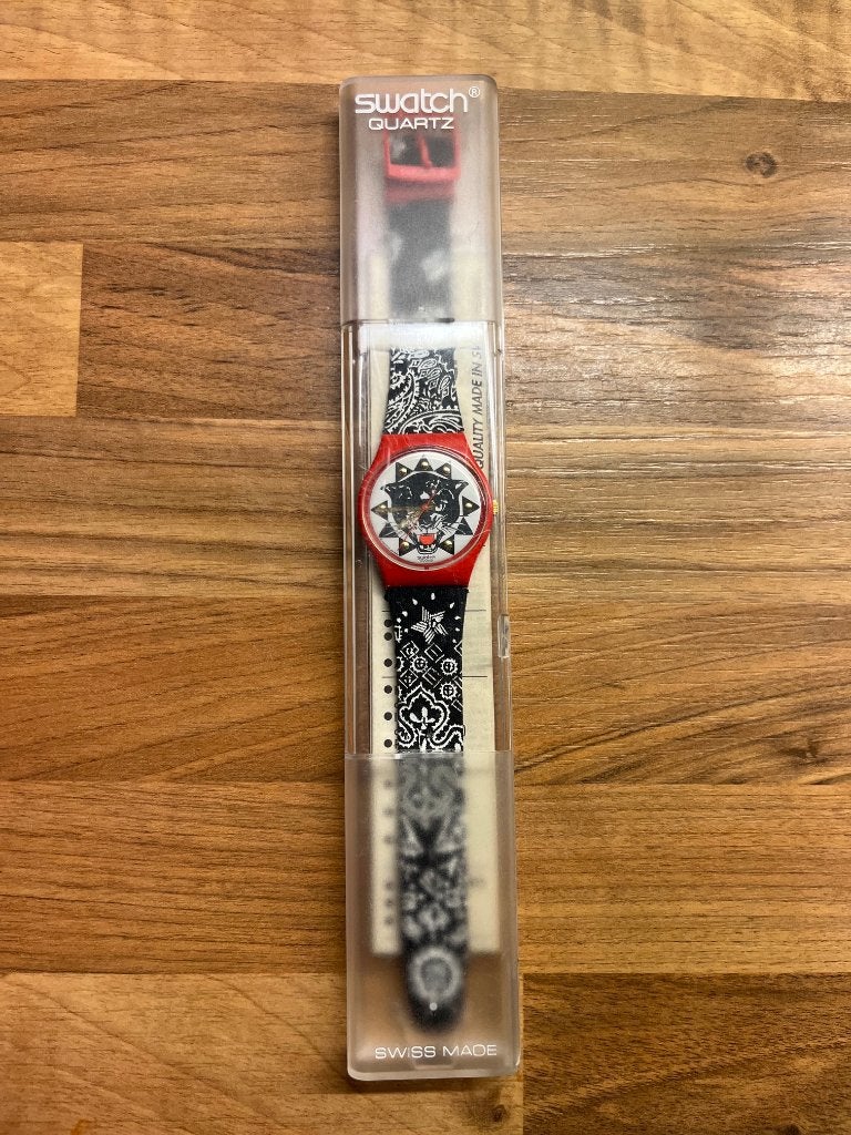 Vintage Swatch RAP GR117  Panter dameshorloge met doos, Sieraden, Tassen en Uiterlijk, Horloges | Dames, Ophalen, Kunststof, Polshorloge