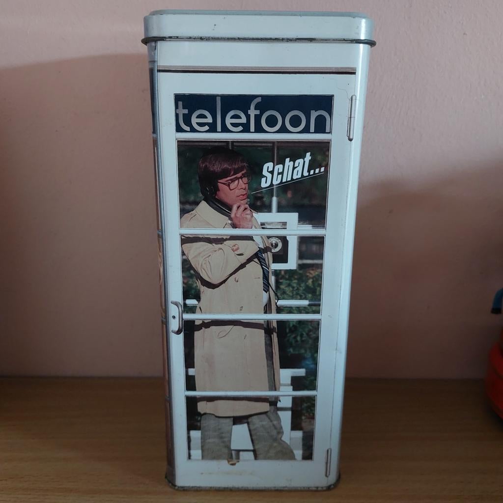 Vintage blik telefooncel Schat..., Ophalen of Verzenden, Gebruikt, Overige