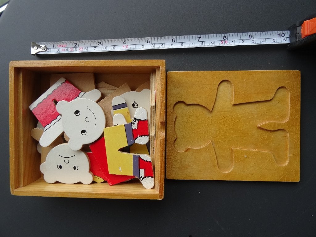Houten Beren Puzzel met Verschillende Gezichten en Emoties, Ophalen of Verzenden, Gebruikt, Puzzelen