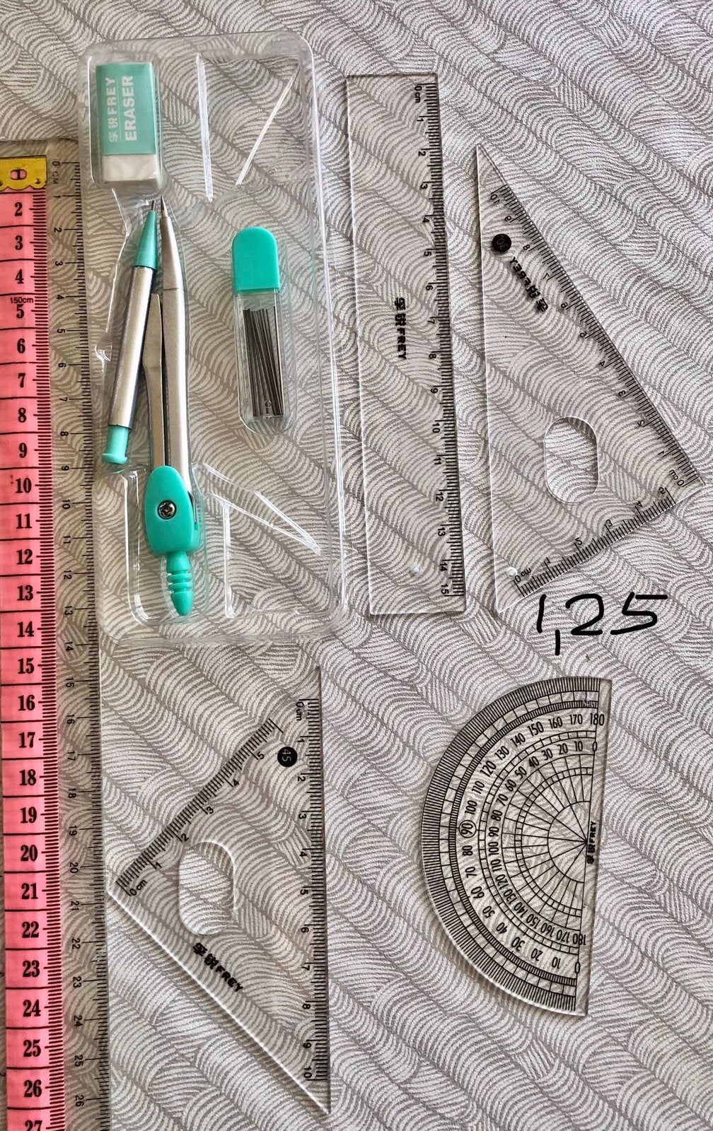 Passer en linialen set 1,25 in doosje 2,25 nw, Ophalen of Verzenden, Nieuw