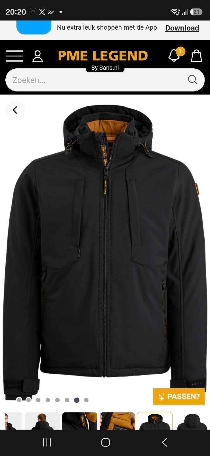PME Legend Hawkdown Jas - Maat L - Zo goed als nieuw, Kleding | Heren, Maat 52/54 (L), Zwart, Ophalen of Verzenden, Zo goed als nieuw