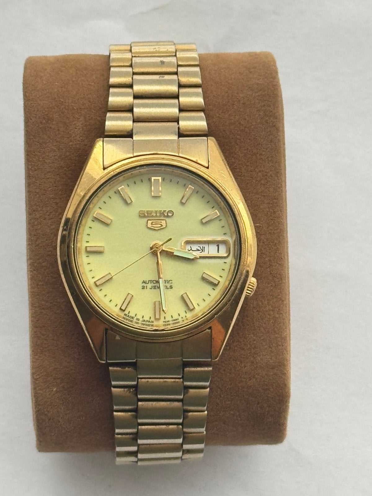 Seiko 5 Automatic 21 Jewels –vintage herenhorloge – day-date, Ophalen of Verzenden, Zo goed als nieuw, Staal, Seiko