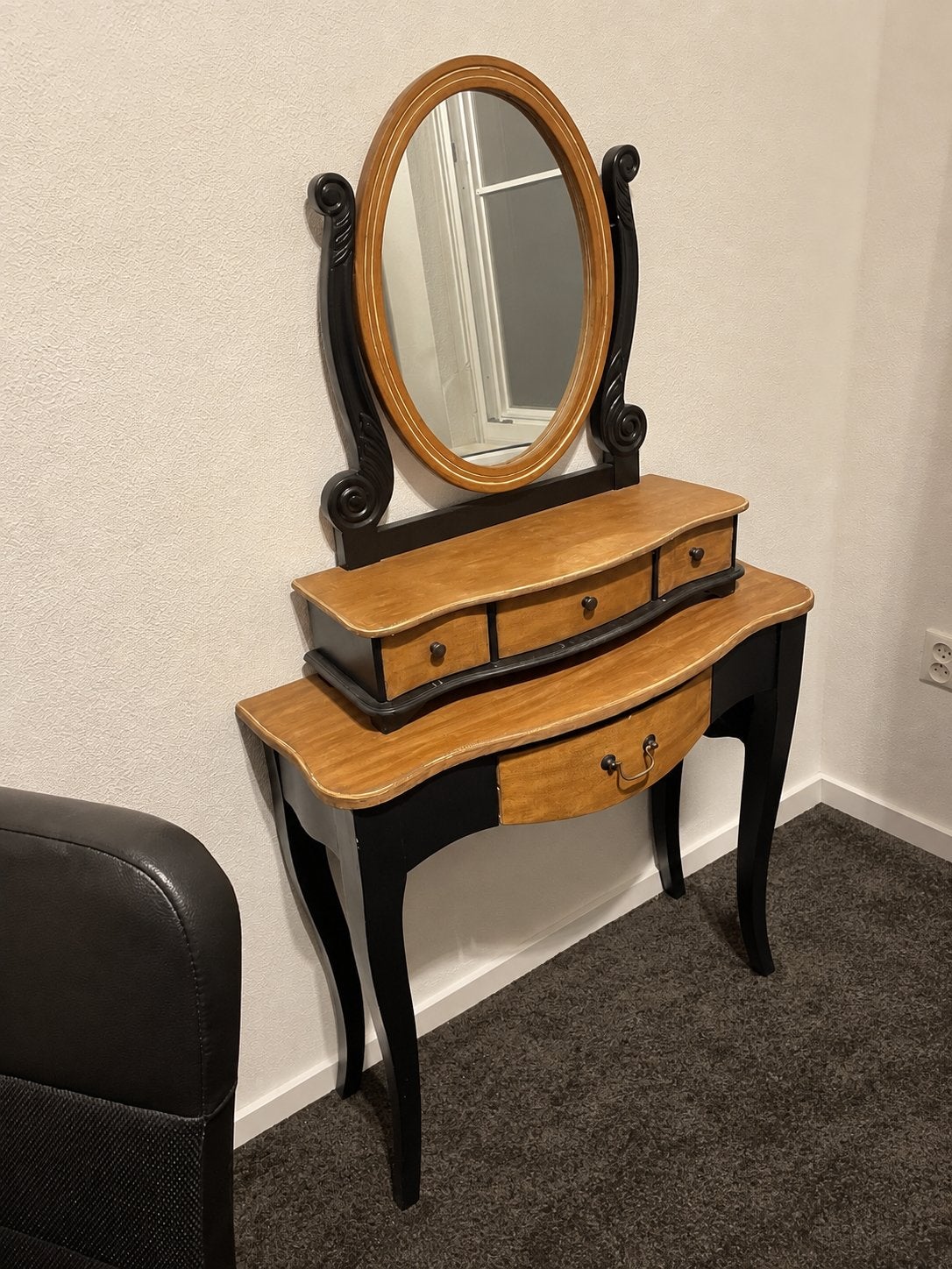 Vintage kaptafel met spiegel en lades, Huis en Inrichting, Ophalen, Gebruikt, 100 tot 150 cm, 50 tot 100 cm