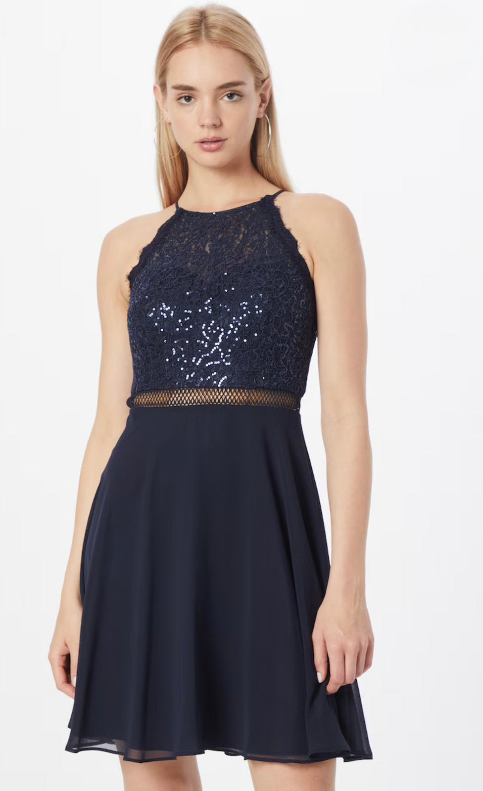 Gloednieuwe Vera Mont cocktail jurk donkerblauw-nieuw 110,-, Blauw, Nieuw, Ophalen of Verzenden, Maat 36 (S)