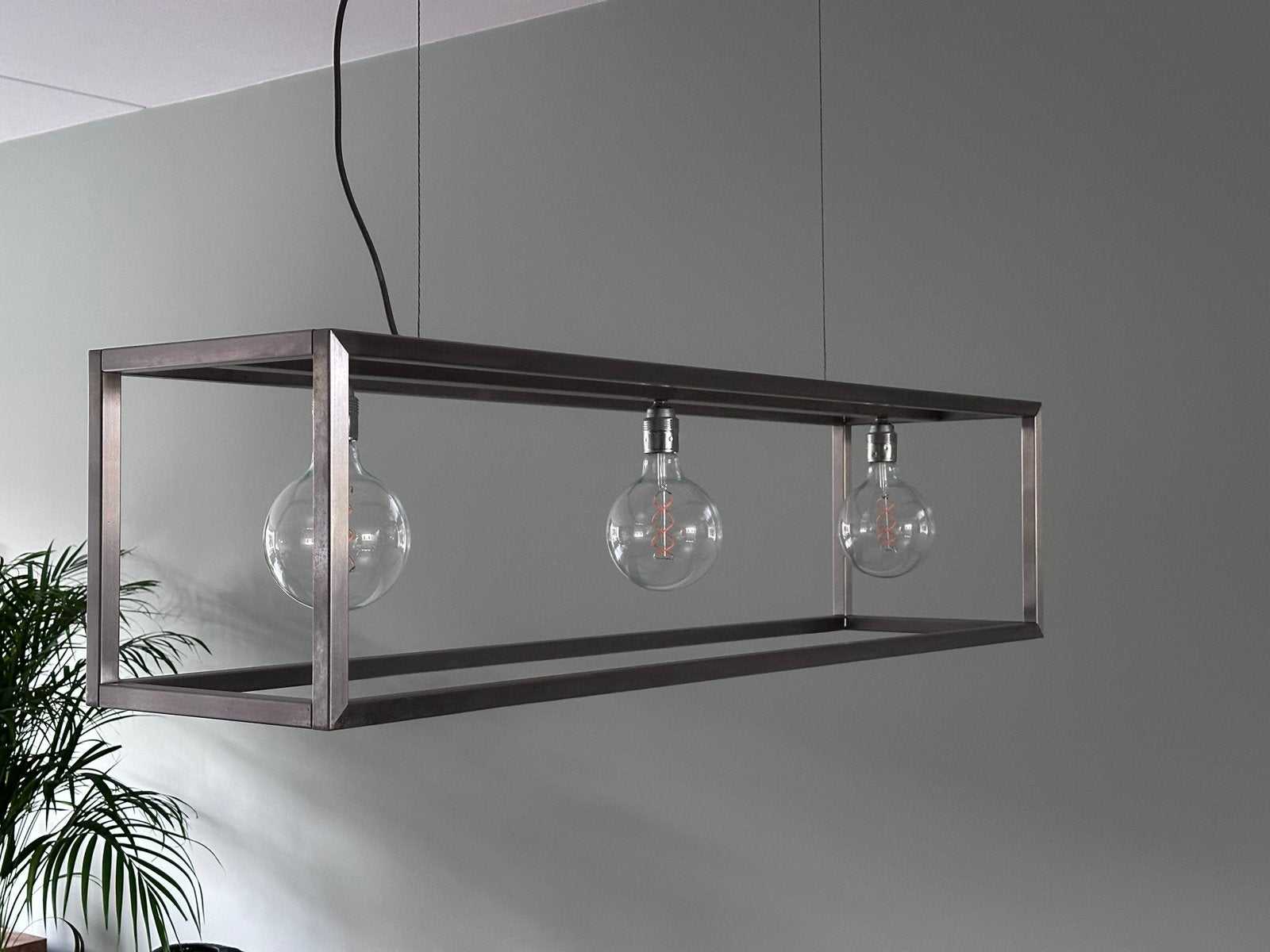 Eettafel lamp, RVS frame, Ophalen of Verzenden, Zo goed als nieuw