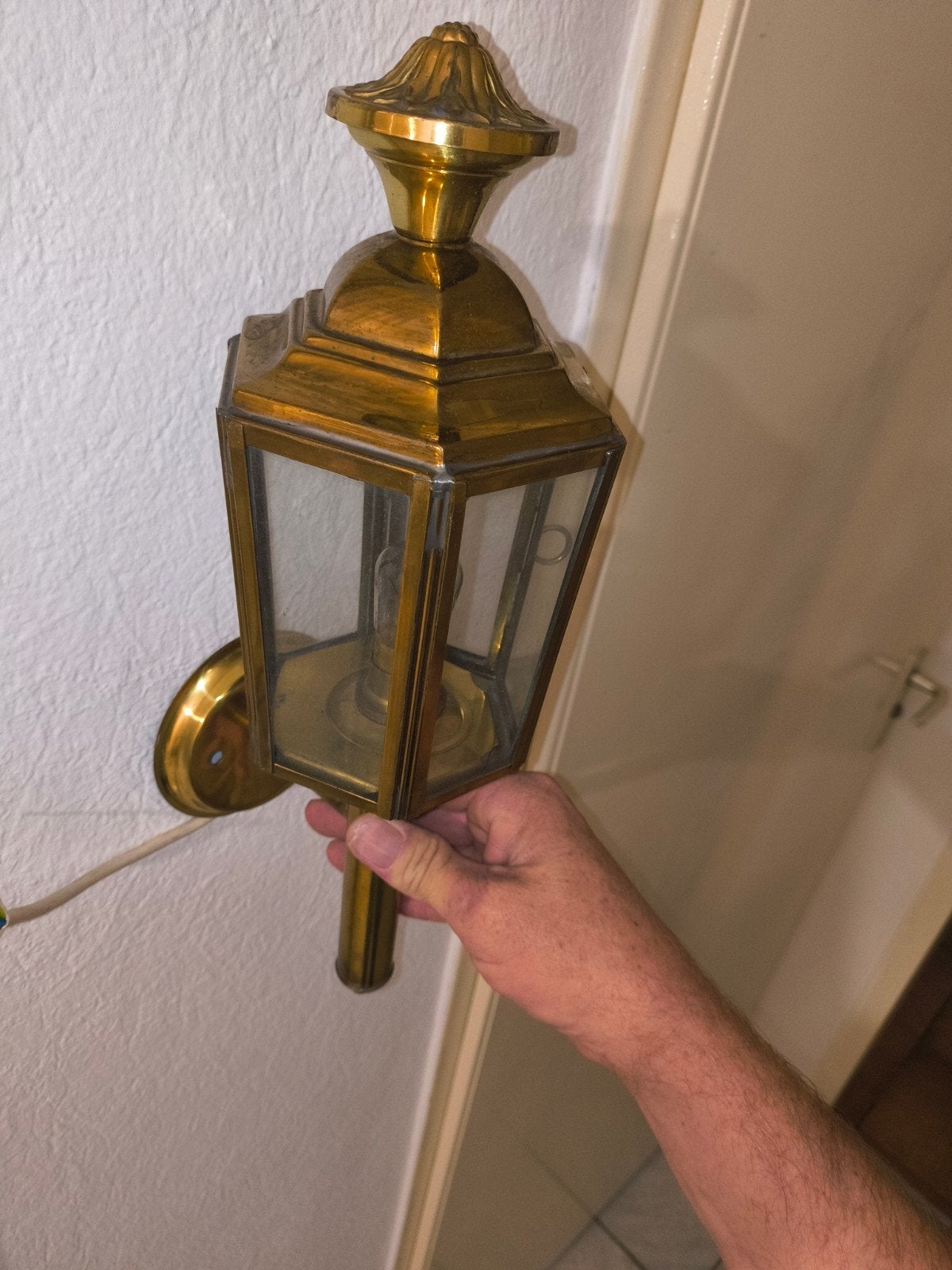 Oude koperen wandlamp - Klassieke stijl, Ophalen of Verzenden