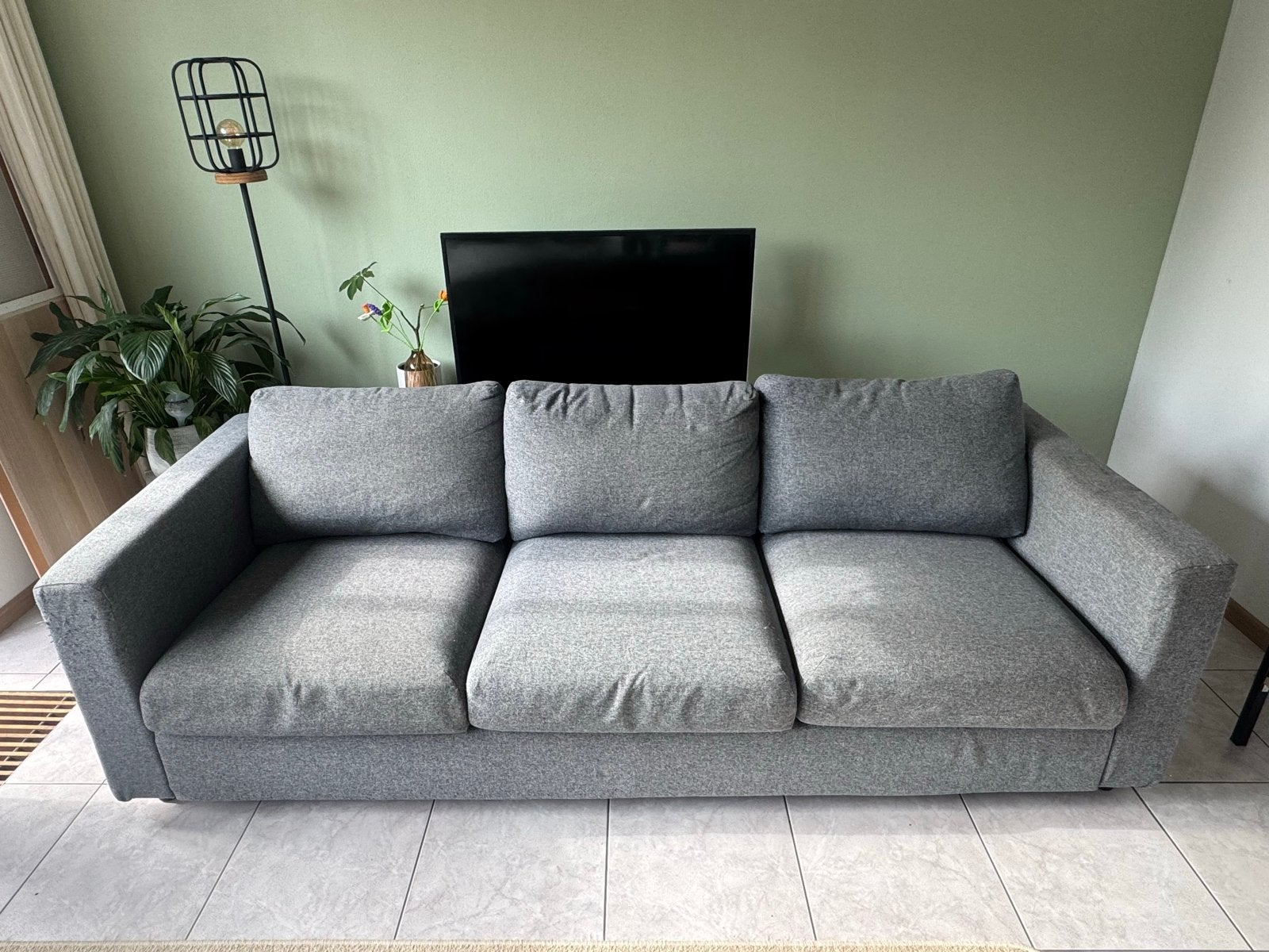 Ikea Vimle 3-zitsbank Gunnared middengrijs, Ophalen, Gebruikt, Driepersoons, 75 tot 100 cm