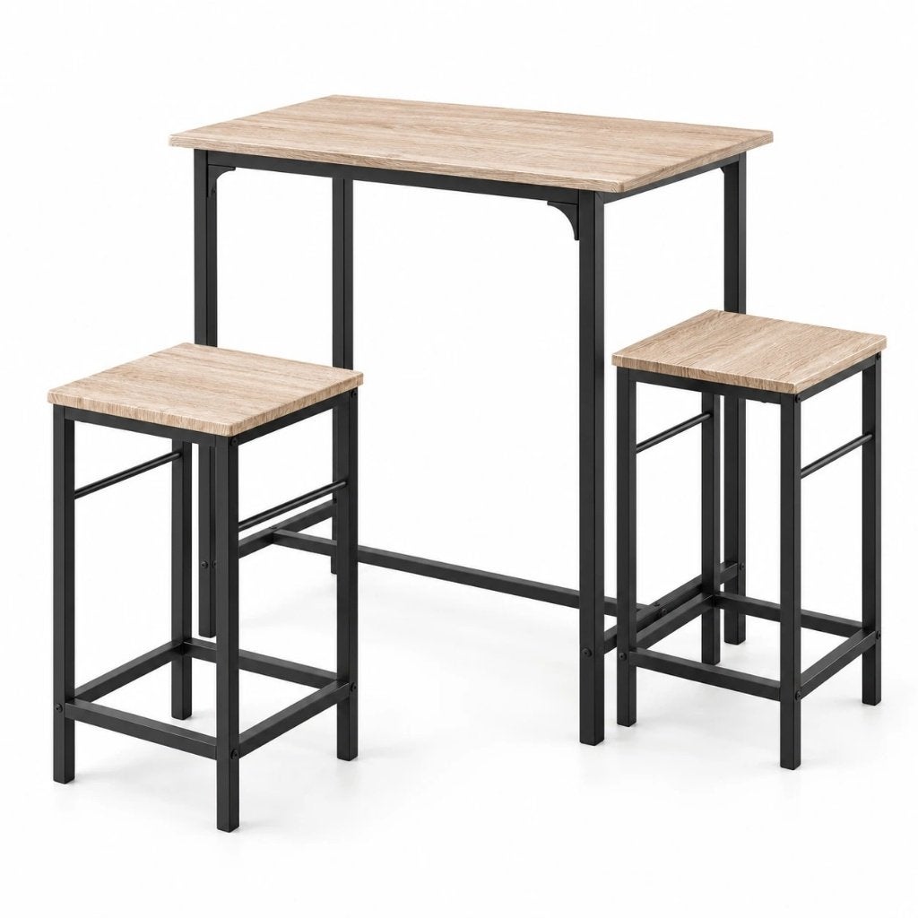 Bartafelset met 2 krukken, naturel en zwart, Verzenden, Nieuw