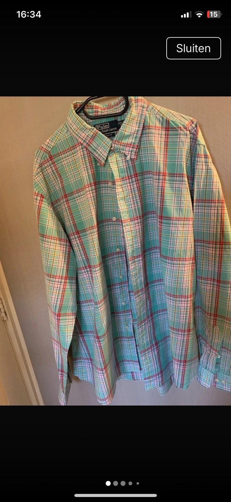 Polo Ralph Lauren geruit overhemd XL, Kleding | Heren, Ophalen of Verzenden, Zo goed als nieuw, Meerkleurig, Halswijdte 43/44 (XL)