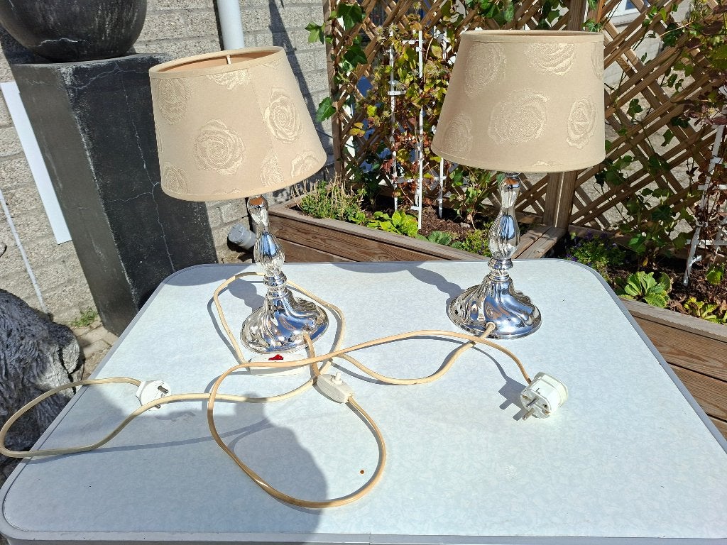 schitterende set vintage verzilverde schemerlampen, Antiek en Kunst, Antiek | Lampen, Ophalen of Verzenden