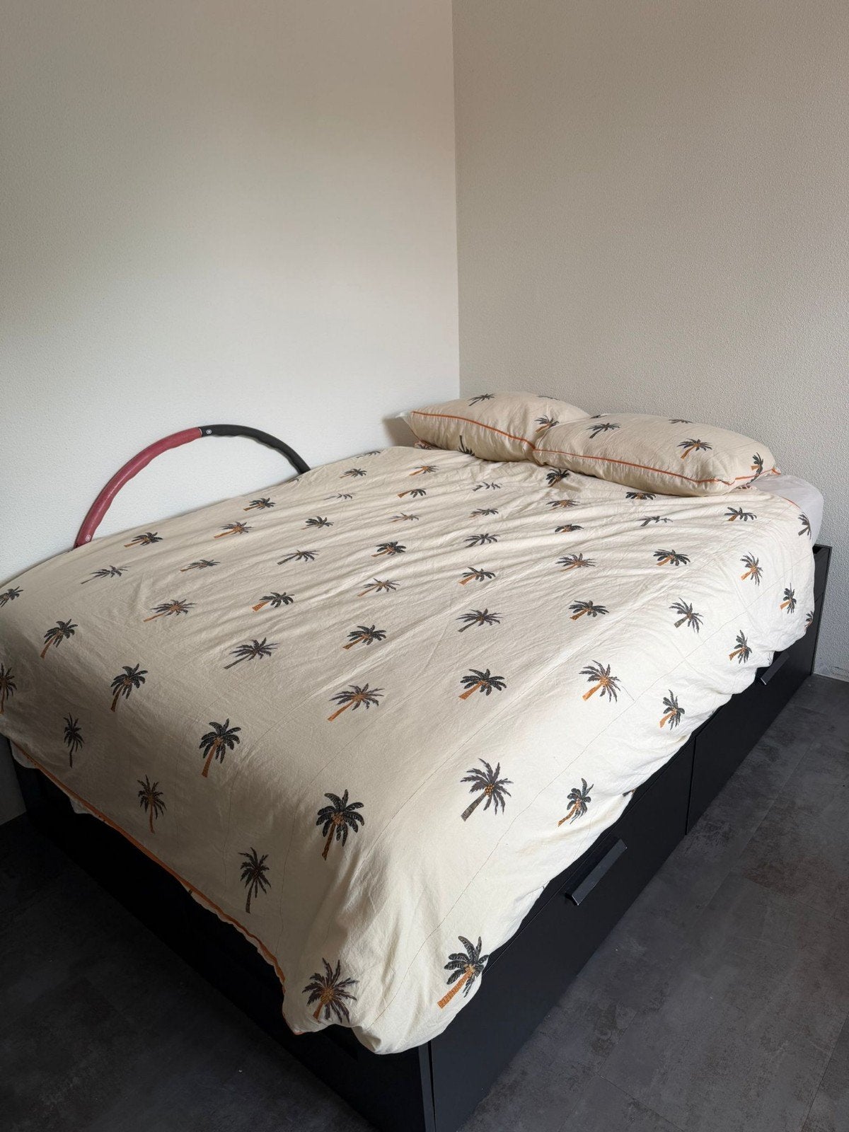 2 persoons bed, zwart, met lades van Ikea, als nieuw, Ophalen, Zwart, Tweepersoons, 140 cm