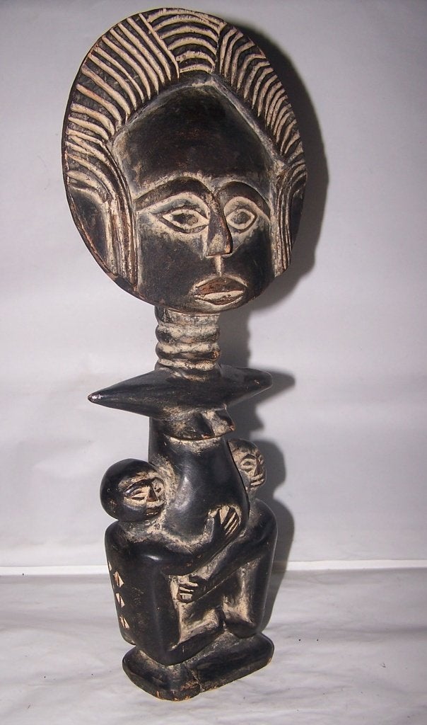 Mooie Akuaba pop. Vruchtbaarheid symbool Ashanti volk Ghana., Hout, Gesneden, Afrika, 35 cm
