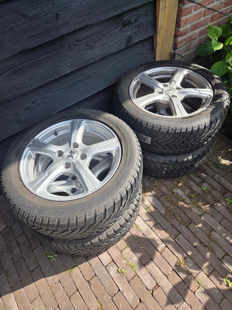 4 lichtmetalen velgen 205/55 R16 met winterbanden, 16 inch, 205 mm, Winterbanden, Ophalen of Verzenden
