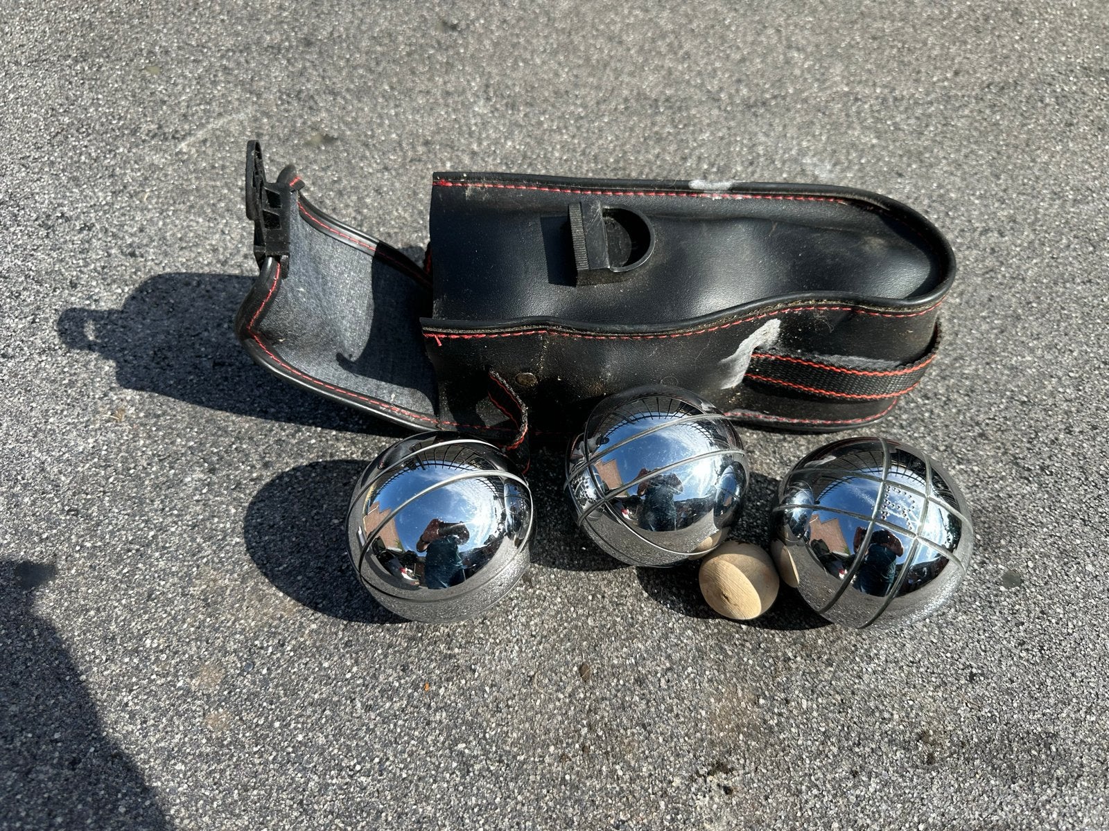 Petanque set met 3 ballen en draagtas, Ophalen of Verzenden, Gebruikt