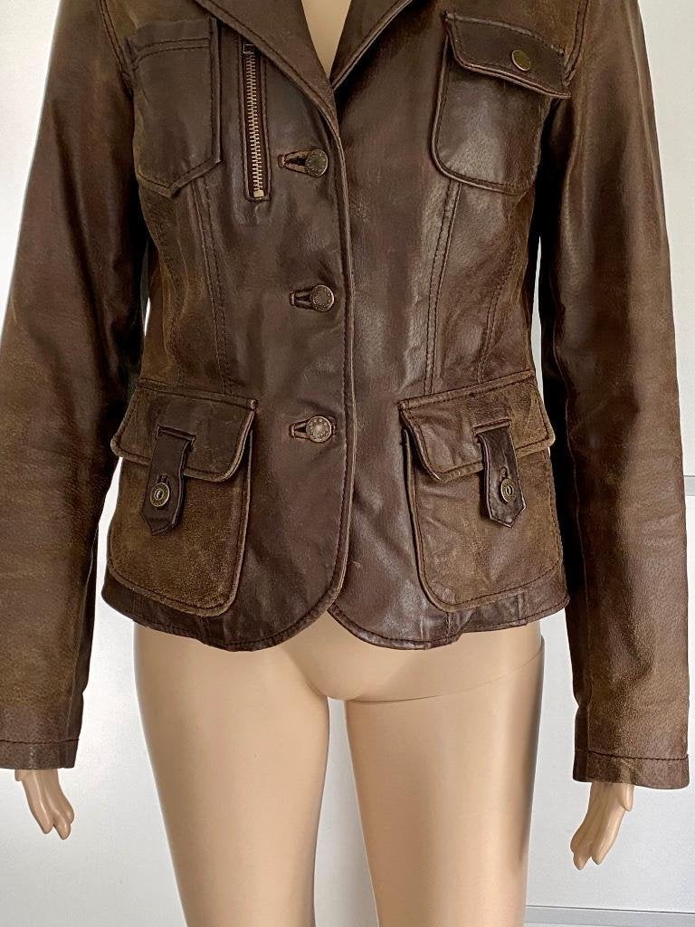 i632 Echt-leren jasje mt. 38=M jas blazer colbert leer bruin, Kleding | Dames, Jasjes, Kostuums en Pakken, Maat 38/40 (M), Bruin
