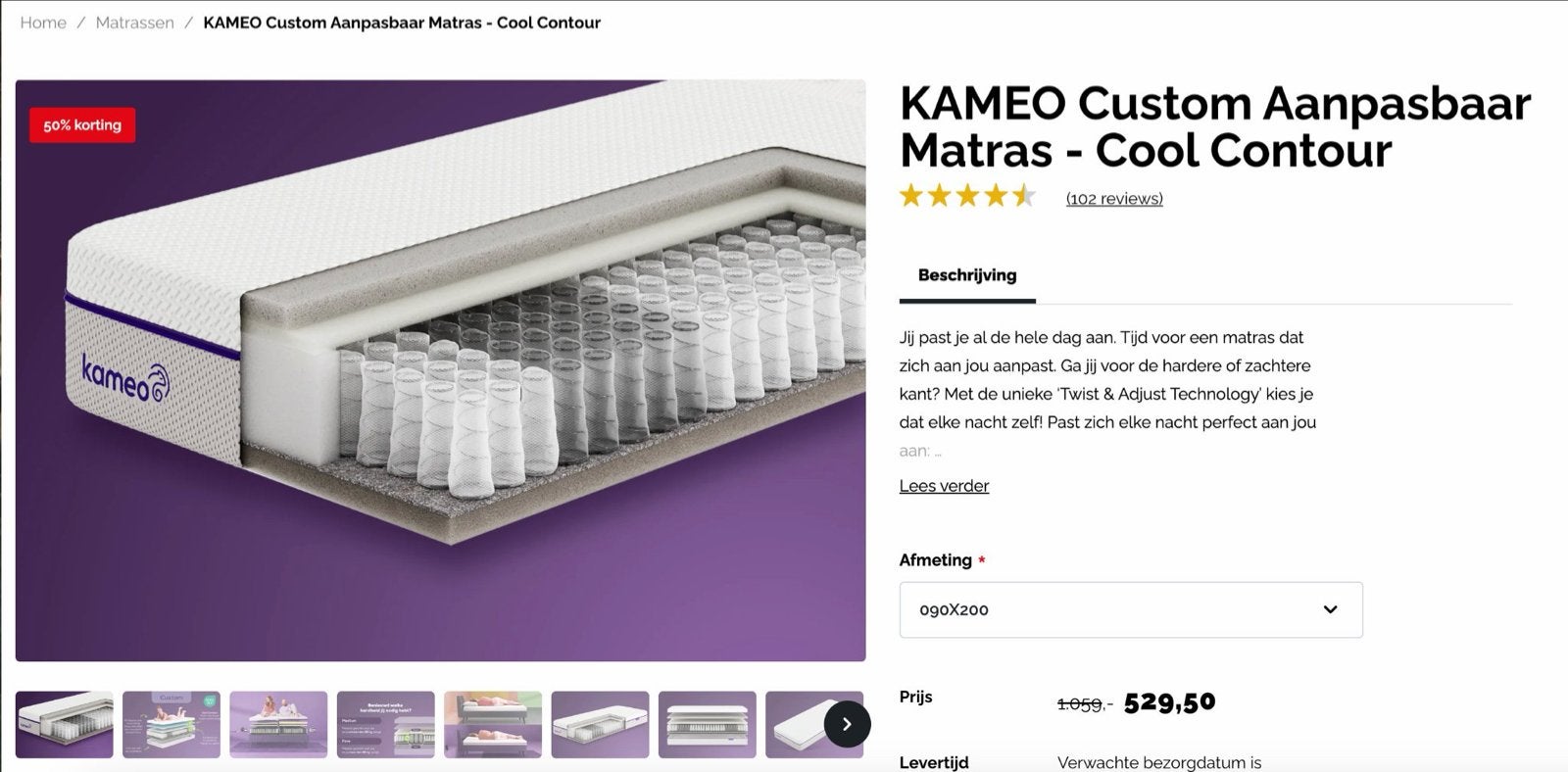 2x Swiss Sense KAMEO Custom Cool Contour matrassen 90x200
