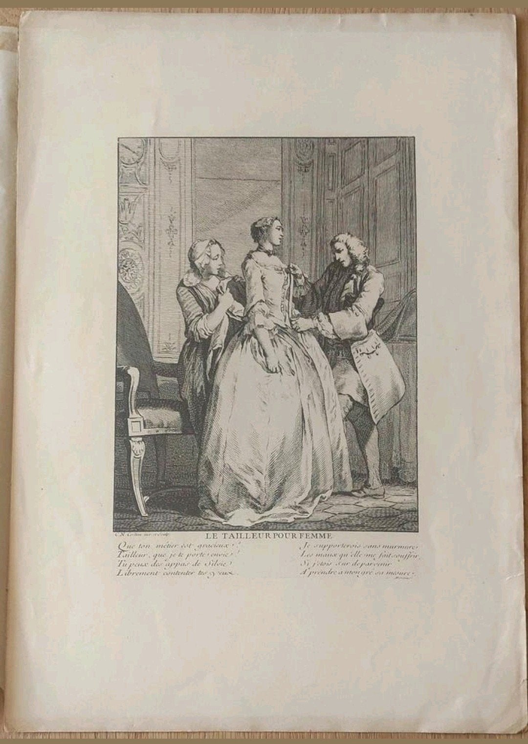 "Le Tailleur pour femme" ... Charles-Nicolas Cochin ..., Antiek en Kunst, Ophalen of Verzenden