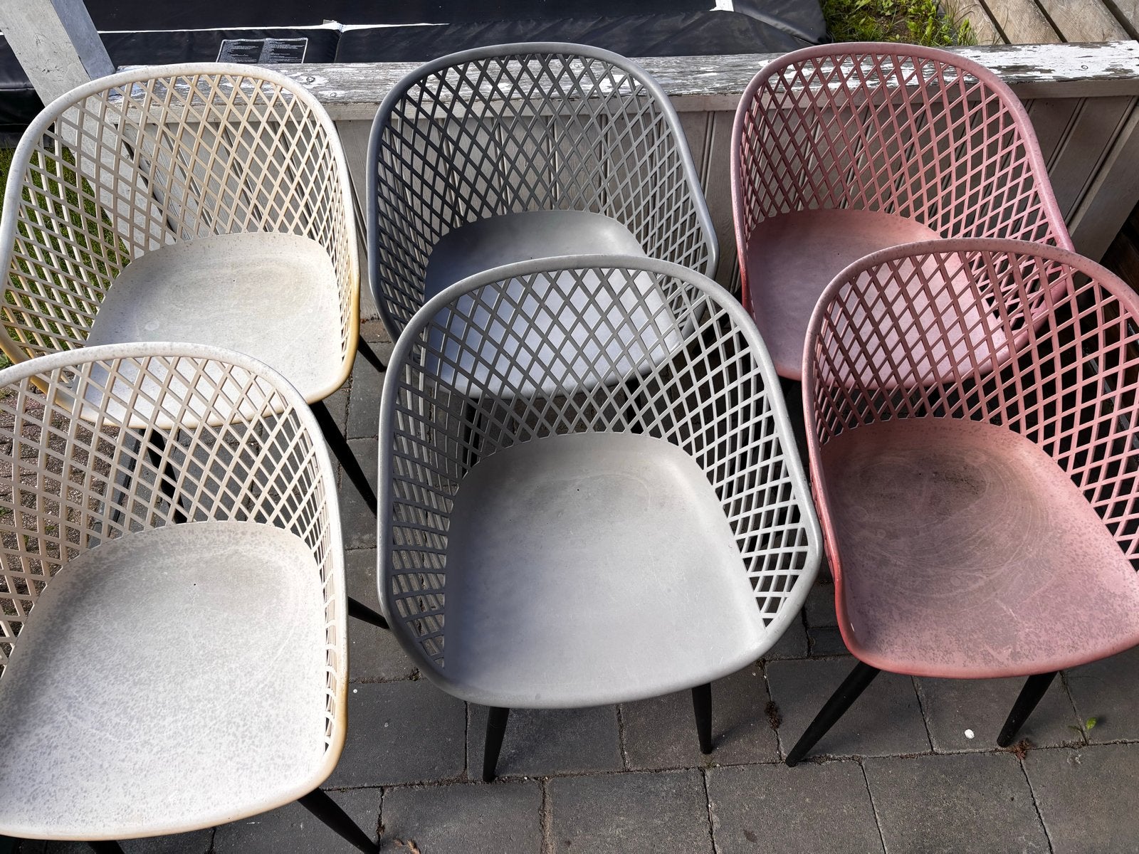 6 Tuinstoelen - Diverse kleuren - Gebruikt, Huis en Inrichting, Ophalen, Kunststof, Gebruikt, Overige kleuren