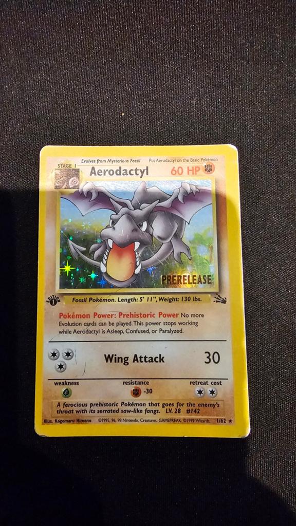 Vintage Pokémon Kaarten: Aerodactyl 1st Ed, Ophalen of Verzenden, Gebruikt, Meerdere kaarten