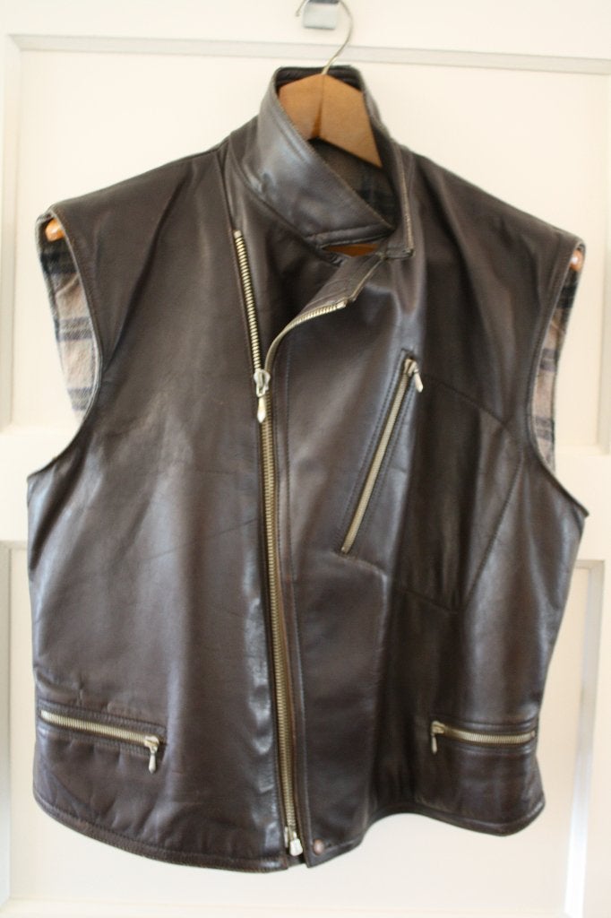 Oud leren motor/brommer vest, Motoren, Ophalen of Verzenden, Tweedehands, Heren, Jas | leer