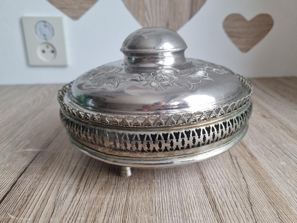 Prachtige Antieke Silverplated Metal Victoriaanse Cloche, Verzenden