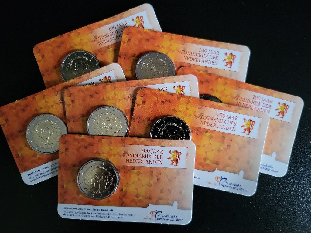 BU Coincard KNM 2 euro Nederland 2013 '200 jaar Koninkrijk', Ophalen of Verzenden, Koningin Beatrix, Euro's